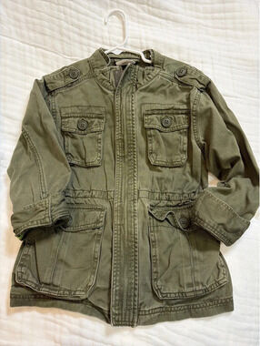 Girls Army Jacket Pockets Green 5/6